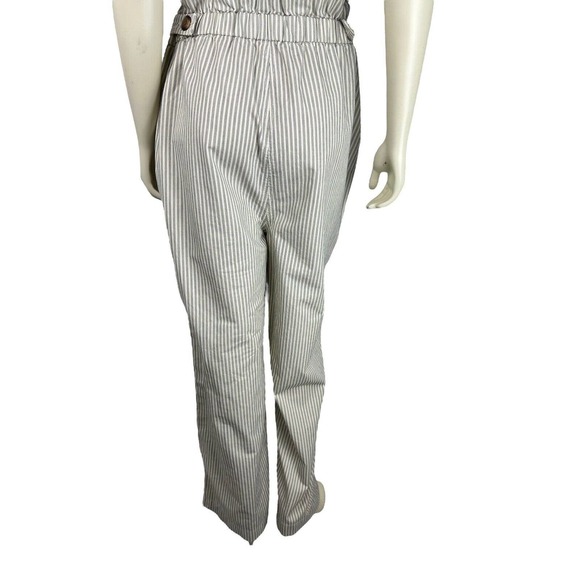 NEW Everlane Stripe Sleeveless Jumpsuit 10 Fatigue Apron Pockets Elastic Waist - Picture 8 of 12